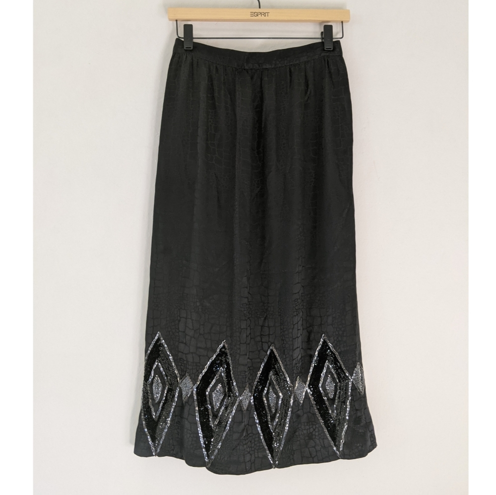 EUC Oscar de la Renta Beaded Midi Skirt